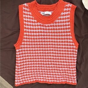 Zara Vibrant Knit / Crochet Sweater Tank / Vest